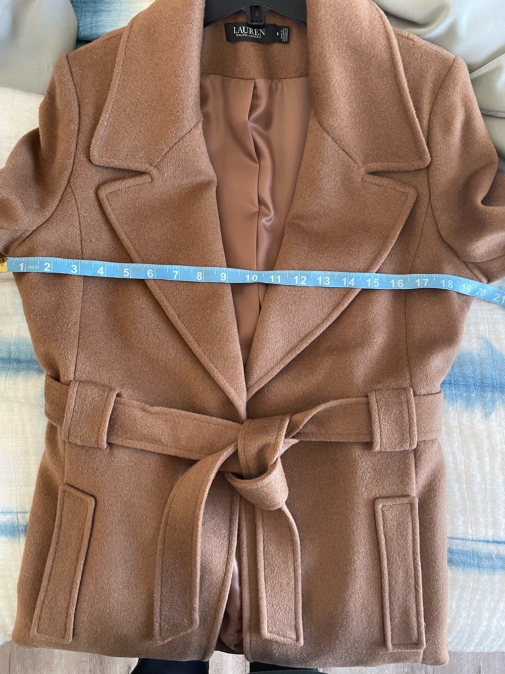 Ralph Lauren Double Breasted Belted Full Length Camel Wool Coat - Picture 10 of 16